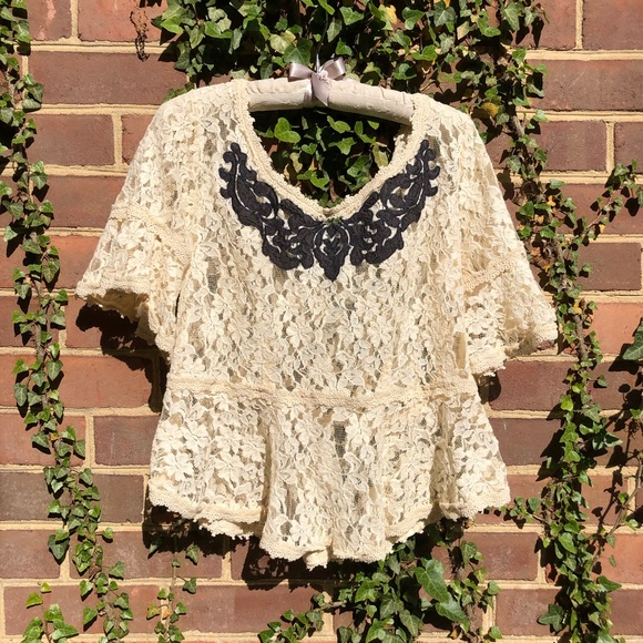 Free People Tops - Free People Lace Top with Embroidery